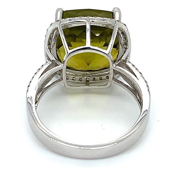 Certified Peridot 15.55ct Diamonds Platinum Ring - Picture 8 of 10